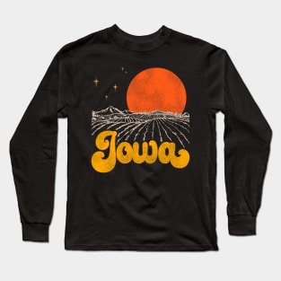 Vintage State of Iowa Mid Century Distressed Aesthetic Long Sleeve T-Shirt